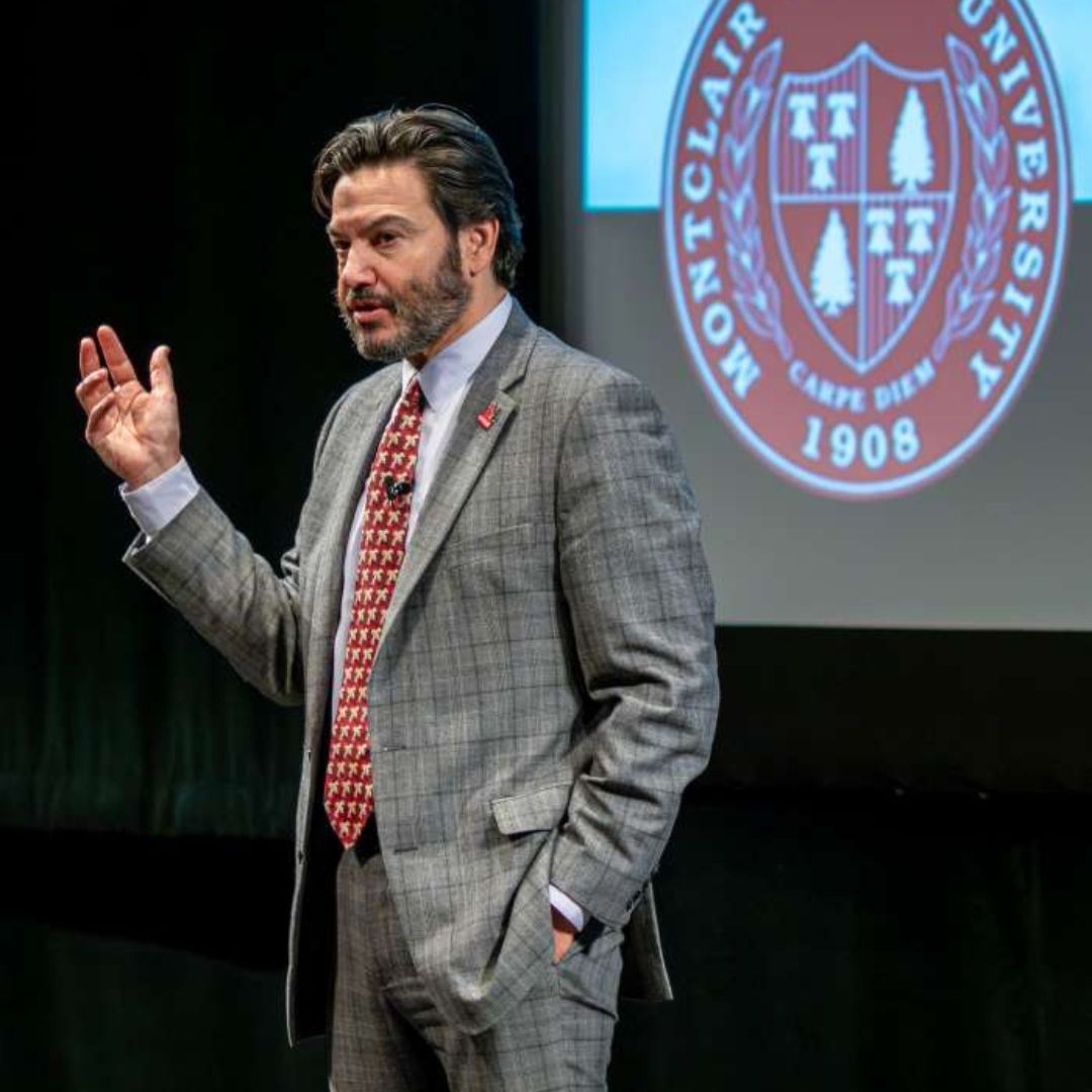 President Koppell addresses an audience.