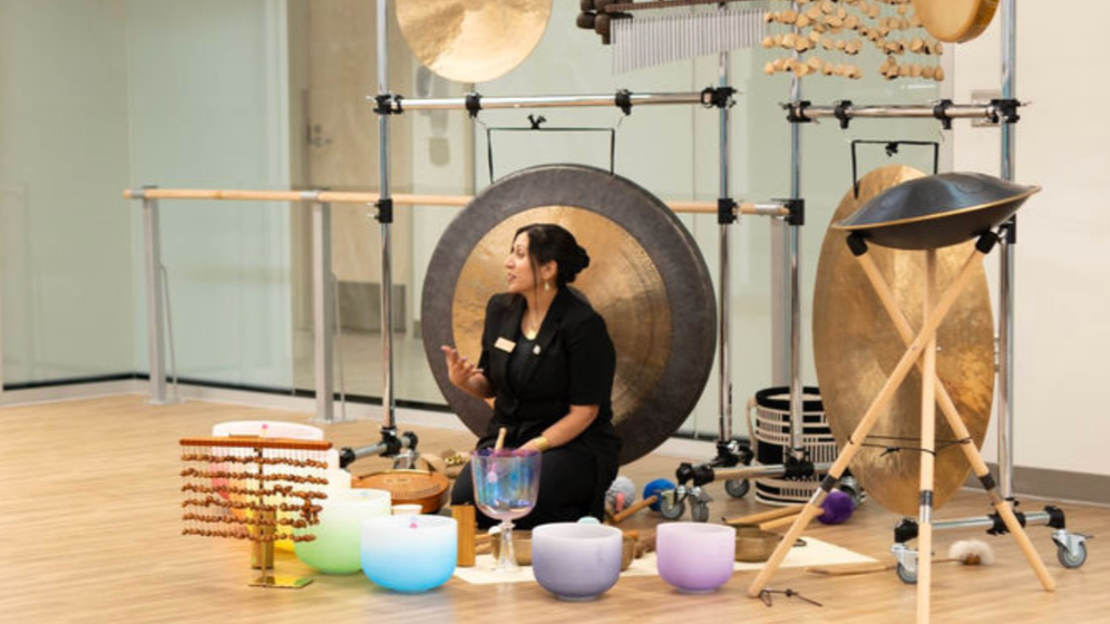A sound bath class at the UC’s Osher Center for Integrative Health