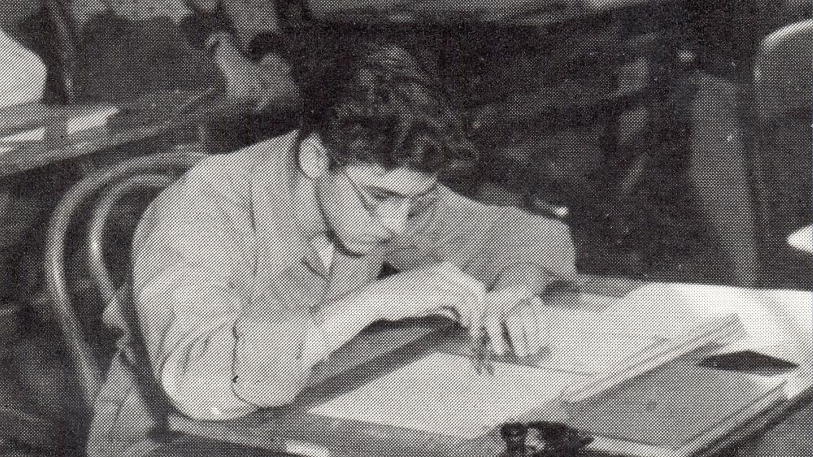 Donald Wehmeyer studying, from the 1947 Norwood High School yearbook.