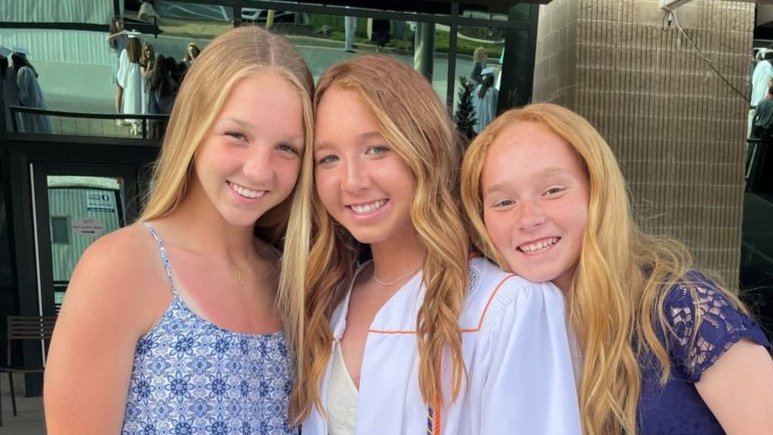 Sarah, Ashley and Lauren at Ashley's high school graduation