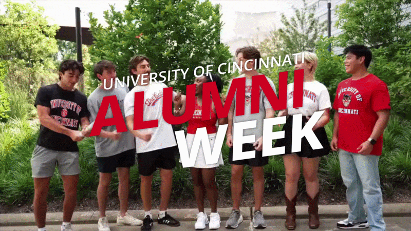 UC Alumni Week gif featuring different events and places around campus