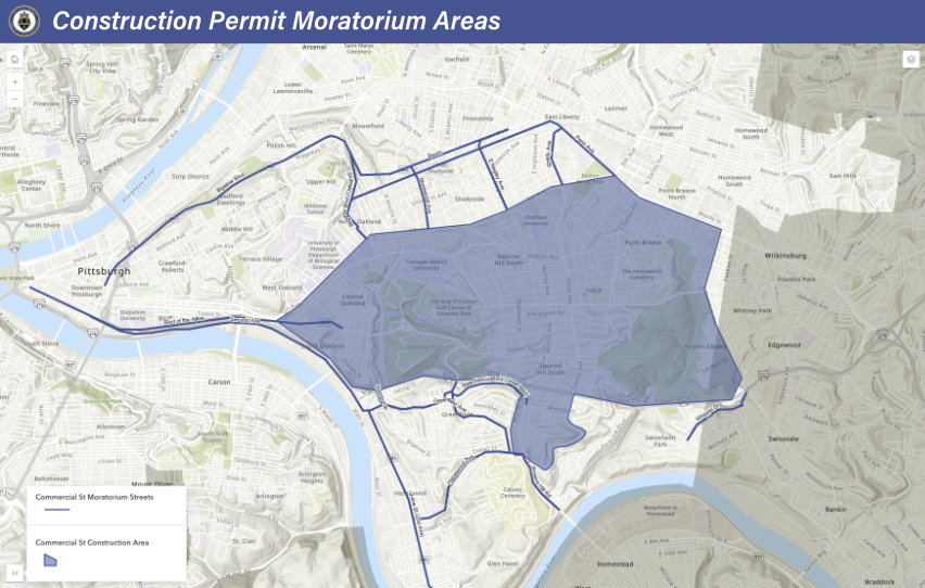 City of Pittsburgh Construction Moratorium Map
