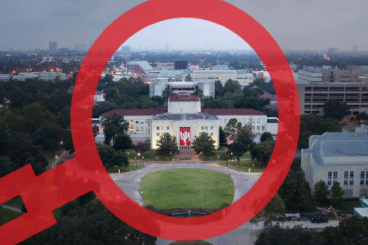 A red circle with Cullen performance Hall in the middle.