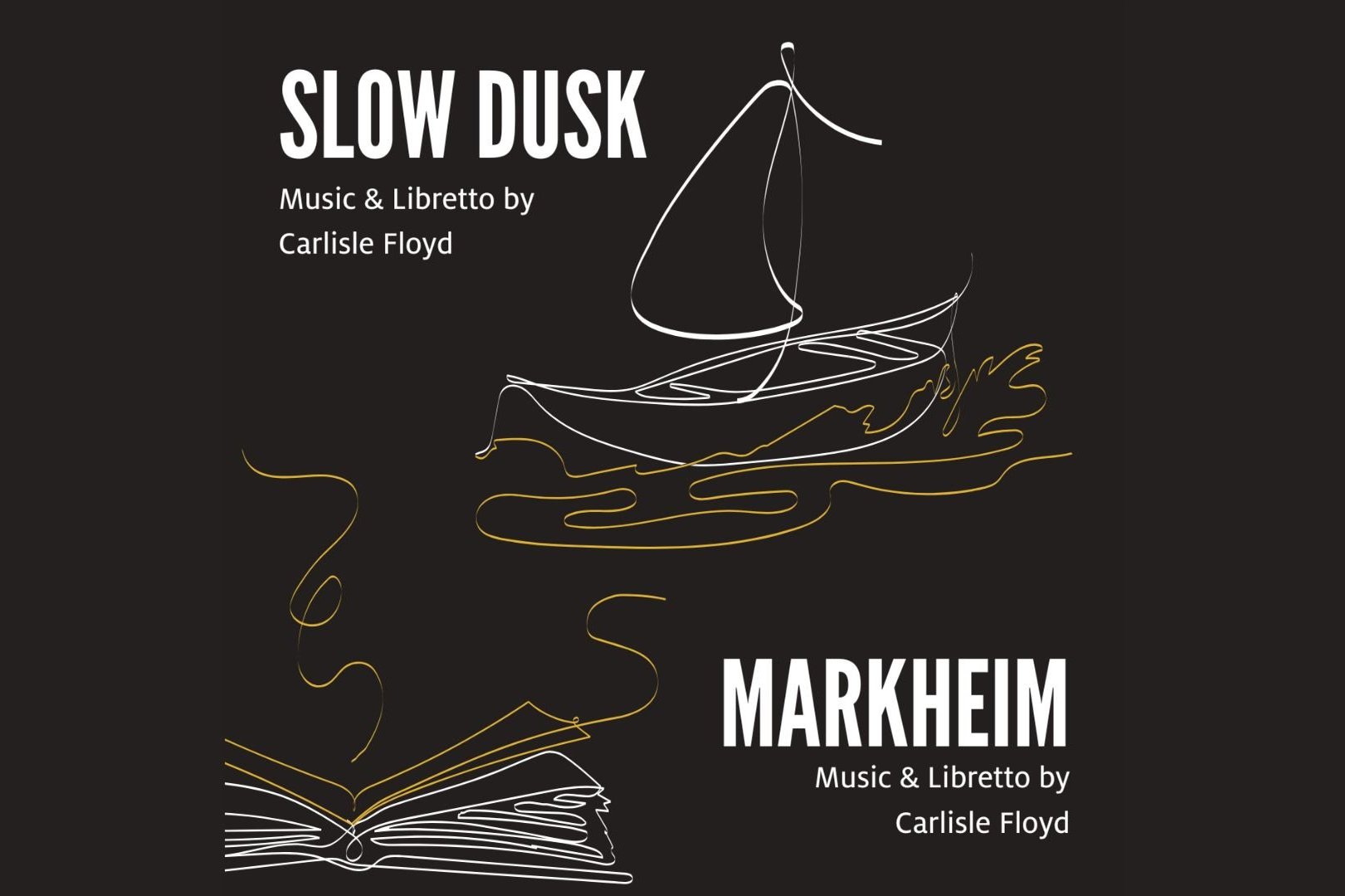 A illustration of book with a boat coming out of it. It is on a black background.