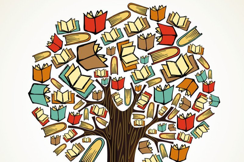 a tree with many books