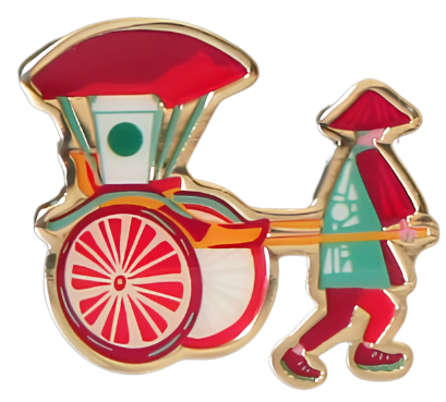Starbucks Discovery Series JAPAN rickshaw pin featuring the hidden Starbucks paper cup