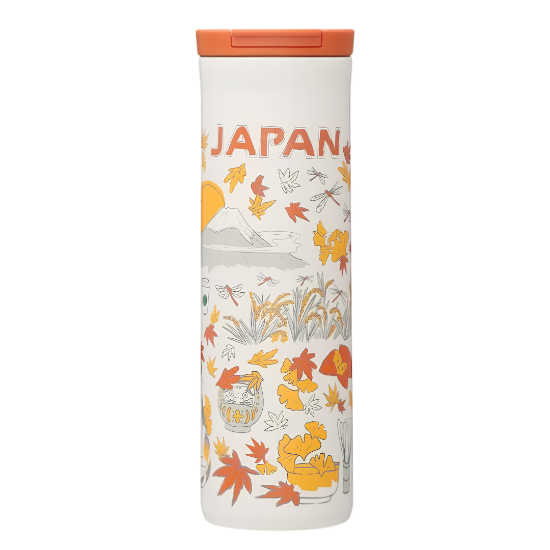 Starbucks Been There Series JAPAN Fall stainless steel bottle with autumn leaf artwork Starbucks Been There Series JAPAN Fall stainless steel bottle with autumn leaf artwork
