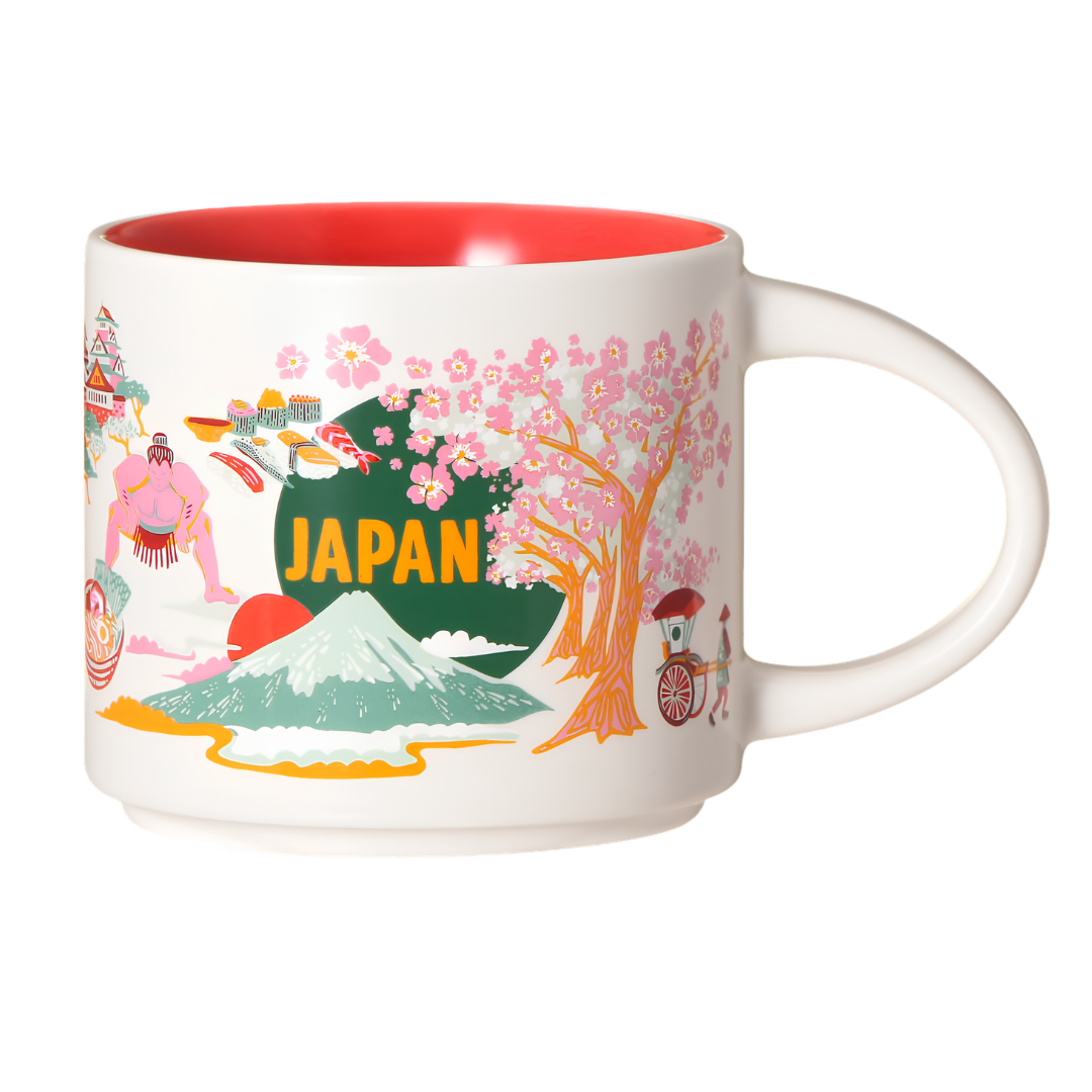 Starbucks Discovery Series JAPAN mug with Mount Fuji and cherry blossom artwork Starbucks Discovery Series JAPAN mug with Mount Fuji and cherry blossom artwork