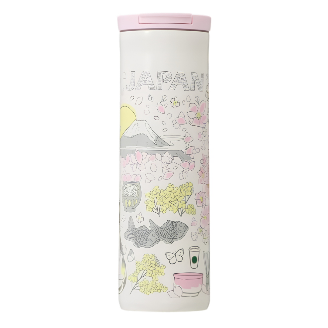Starbucks Been There Series JAPAN Spring stainless steel bottle with cherry blossom artwork Starbucks Been There Series JAPAN Spring stainless steel bottle with cherry blossom artwork