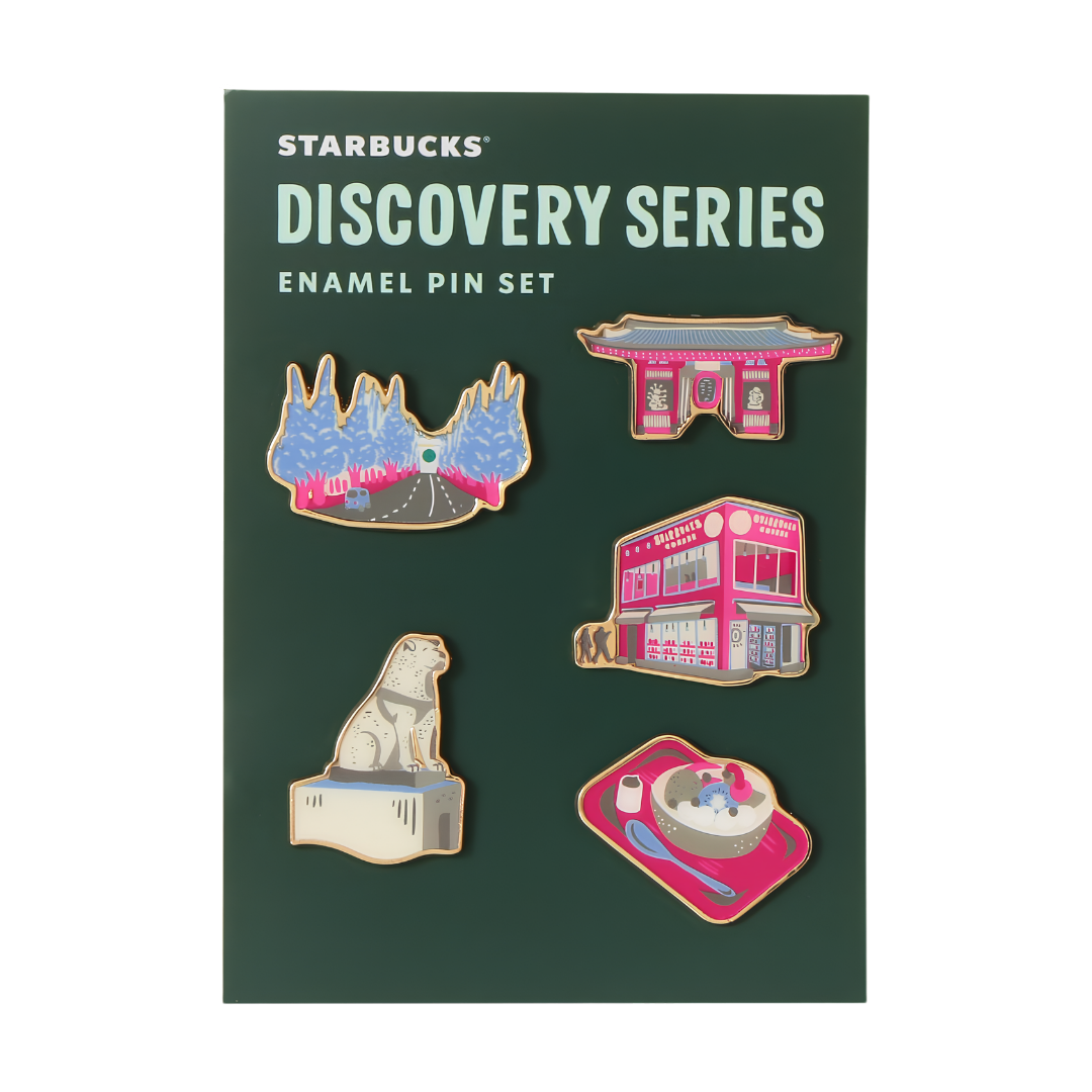 Starbucks Discovery Series TOKYO enamel pin set featuring famous Tokyo landmarks Starbucks Discovery Series TOKYO enamel pin set featuring famous Tokyo landmarks