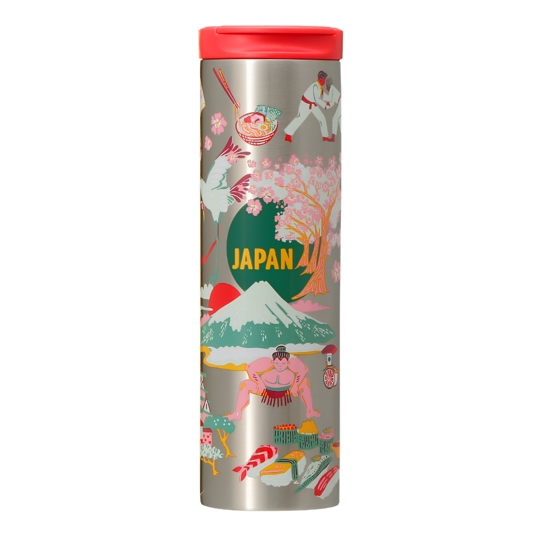 Starbucks Discovery Series JAPAN stainless steel bottle with colourful Japanese motifs Starbucks Discovery Series JAPAN stainless steel bottle with colourful Japanese motifs