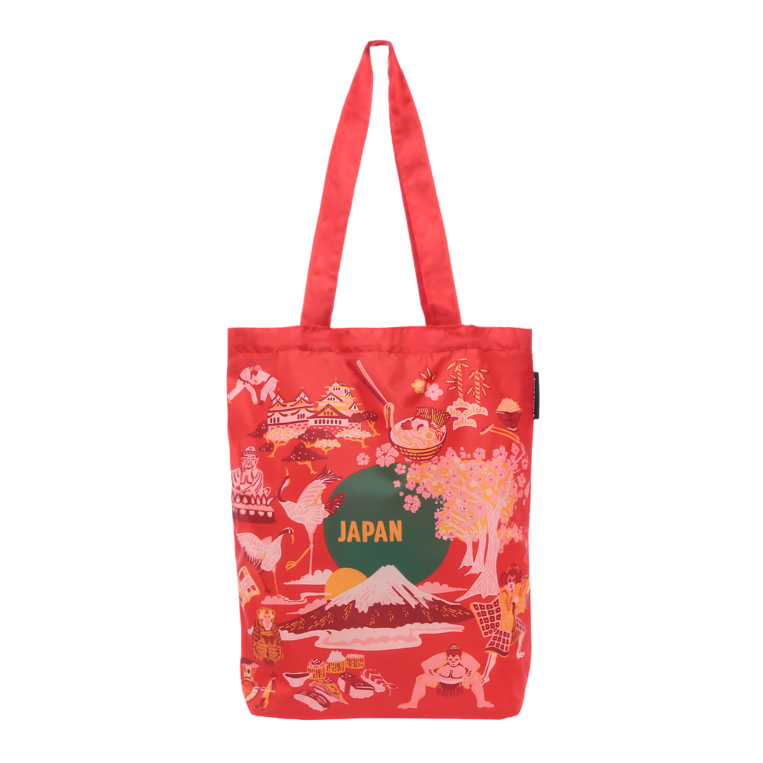 Starbucks Discovery Series JAPAN red eco bag with illustrated cultural motifs Starbucks Discovery Series JAPAN red eco bag with illustrated cultural motifs