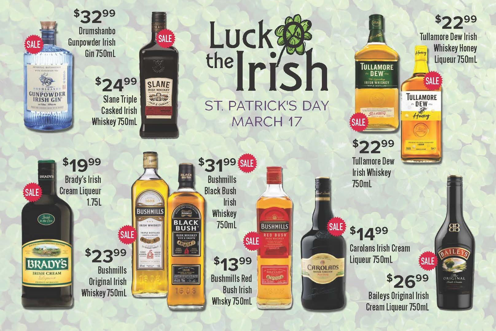 Luck of the Irish sales.