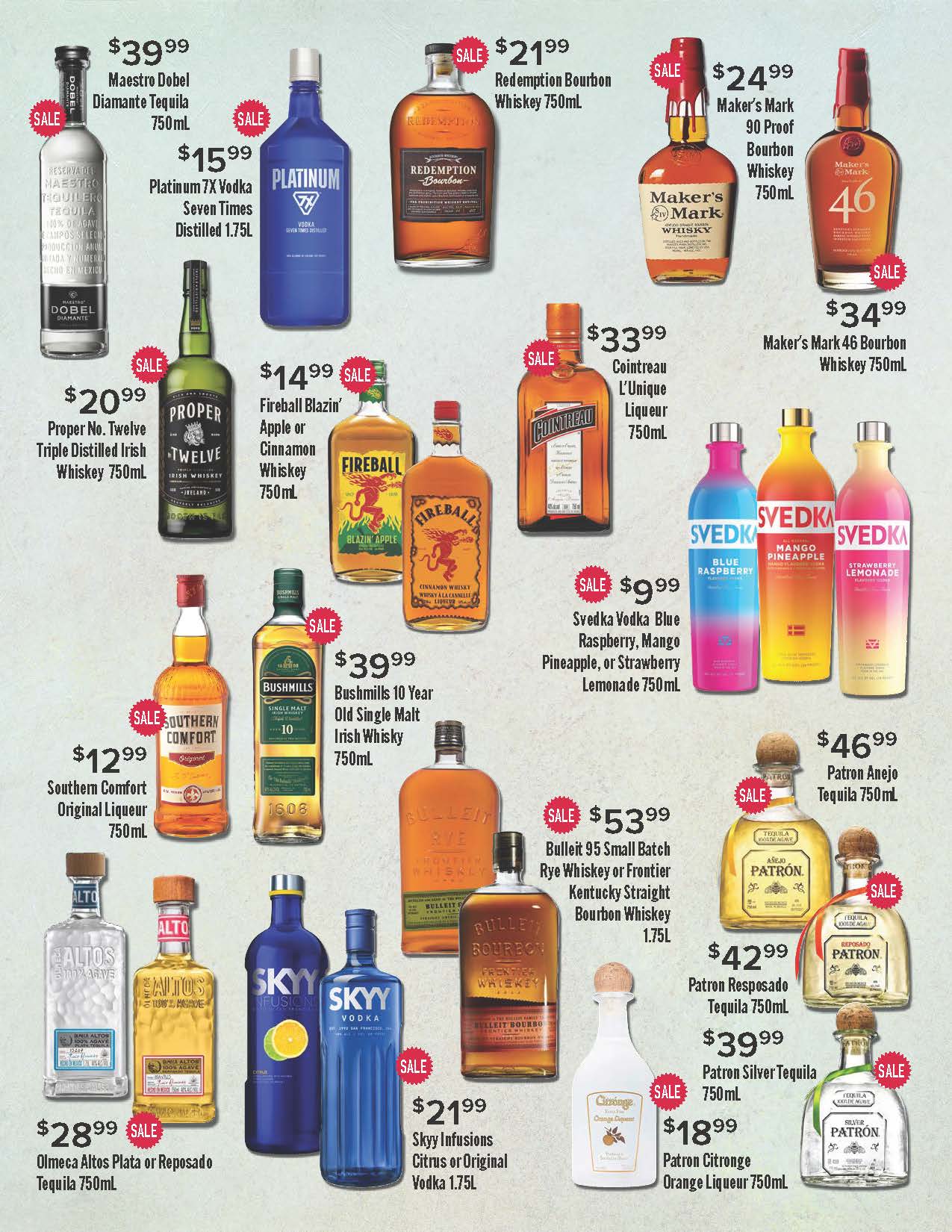 Alcohol on sale. Highlights St Patrick's Day product on sale.